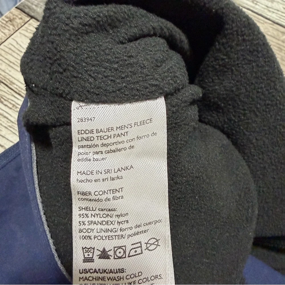 Eddie Bauer Fleece Lined Tech Pant Mens 38x32 Blue Outdoor Hiking Trail Climbing